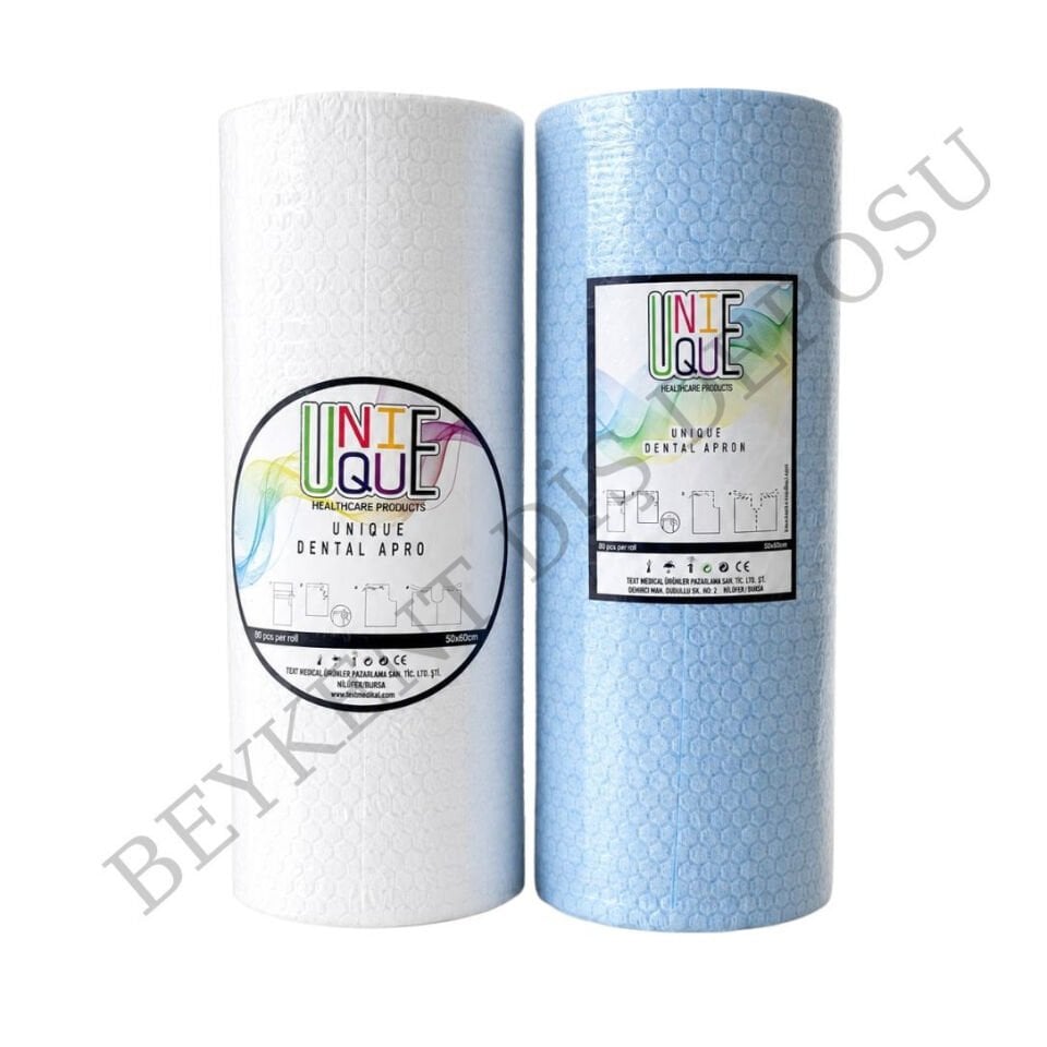 UNİQUE Dental Dişçi Hasta Önlüğü Rulo Beyaz 80 Li 50x60 cm