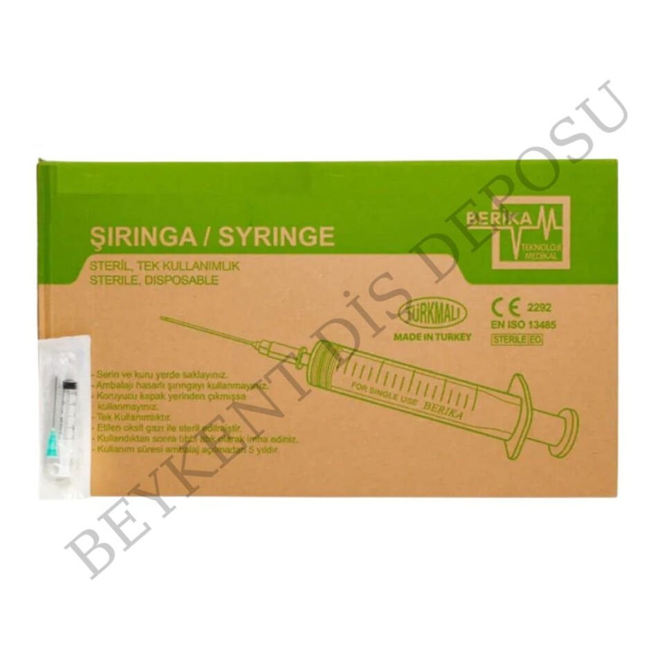 BERİKA 2 Ml Dental Enjektör  0.40 x 40 mm /KİLİTSİZ 220 Adet